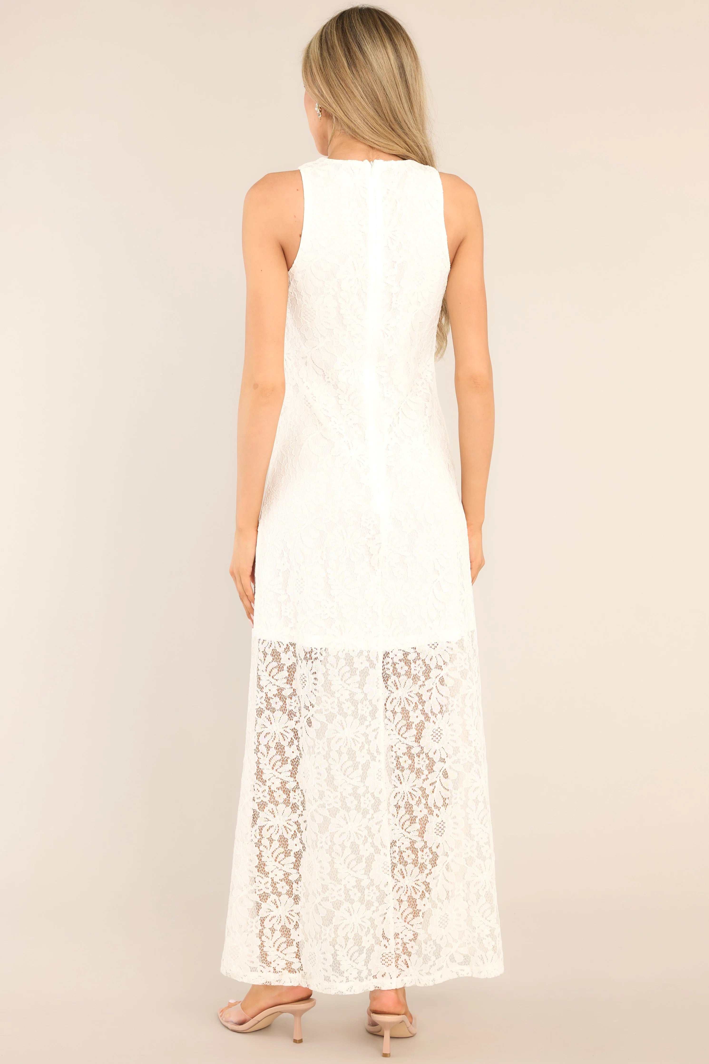 Irresistible Charm White Lace Maxi Dress