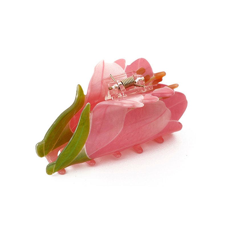 A Pink Flower Hair Claw Clip