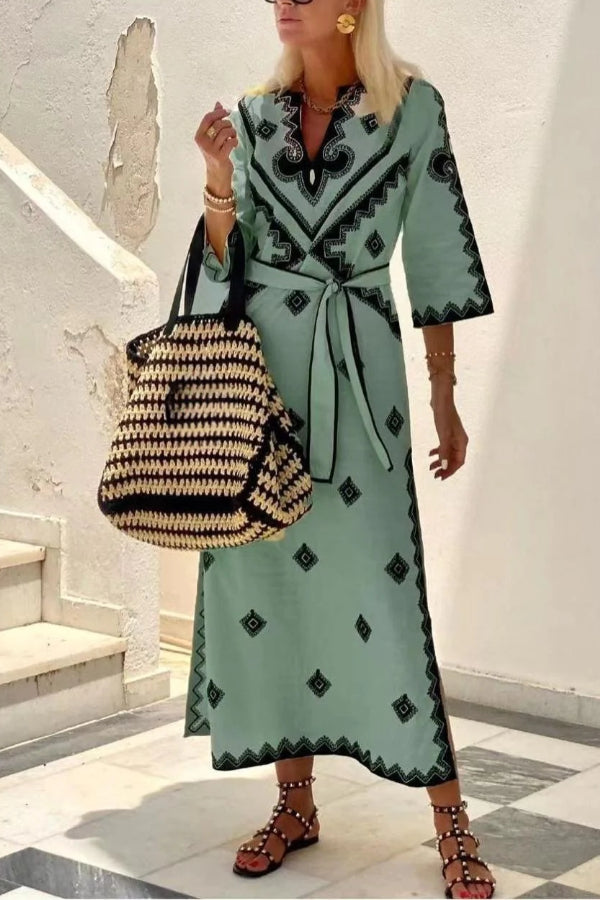 Fashion Printed Linen Bohemian Dress