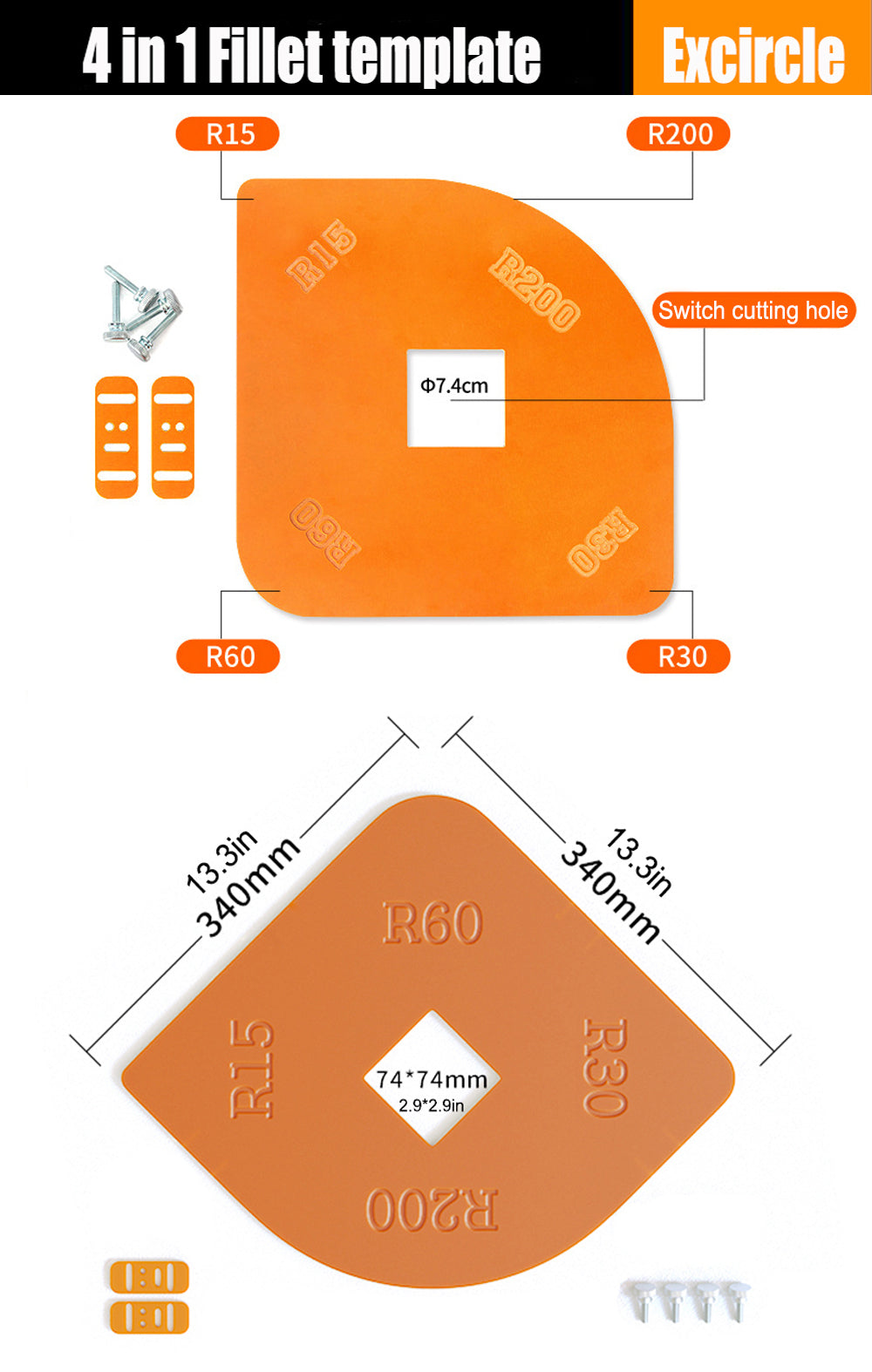 Woodworking Fillet Radius Template