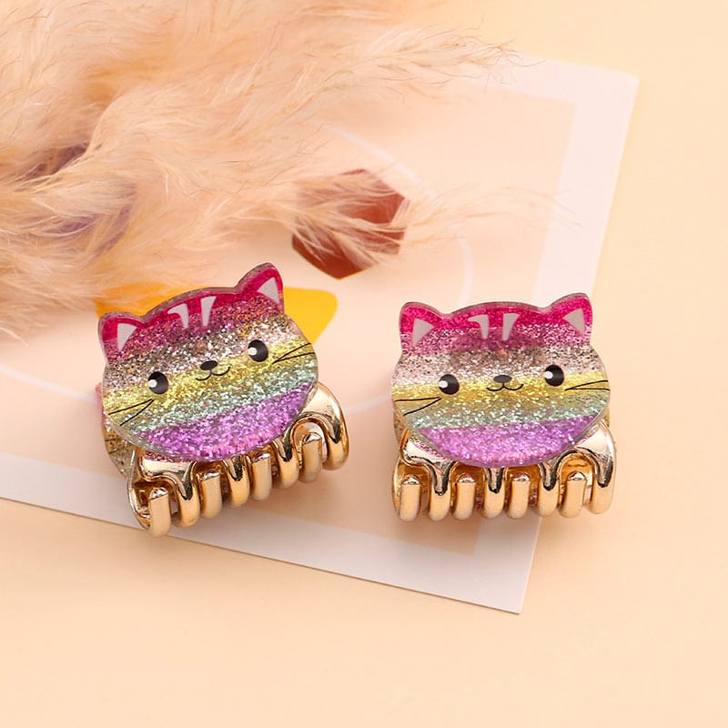 2Pcs Colorful Glittery Cute Kitten Cat Hair Claw