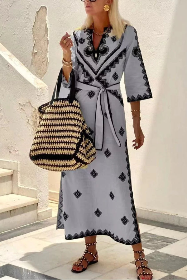 Fashion Printed Linen Bohemian Dress